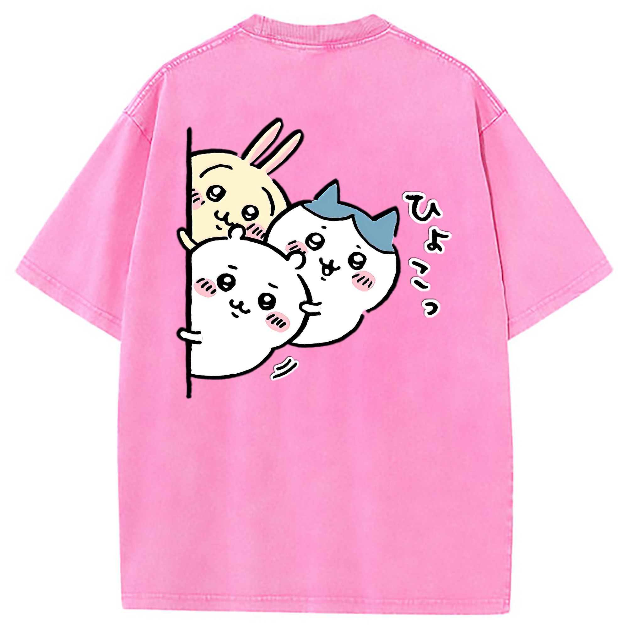 （画像用） ちいかわ うさぎ Chii-kawa usagi 綿100% ヴィンテージ風 半袖Tシャツ（背面プリント）